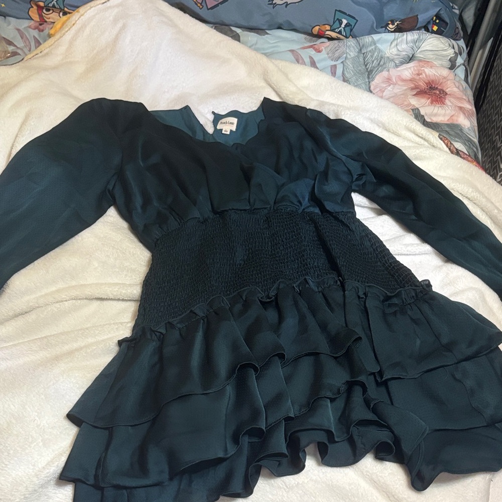 Peach Love California Dark Teal Ruffle Dress